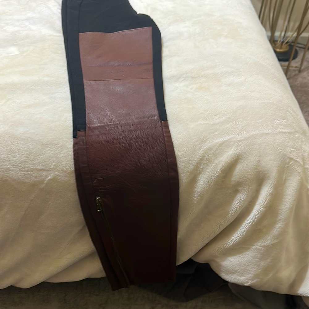 Paige Noa Leather Leggings Black and Brown XS